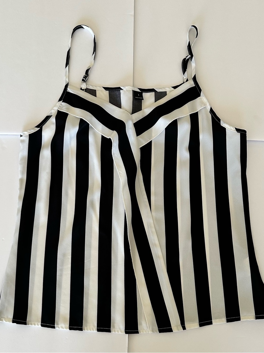 Black and White Vertical Stripe Cami Tank Top